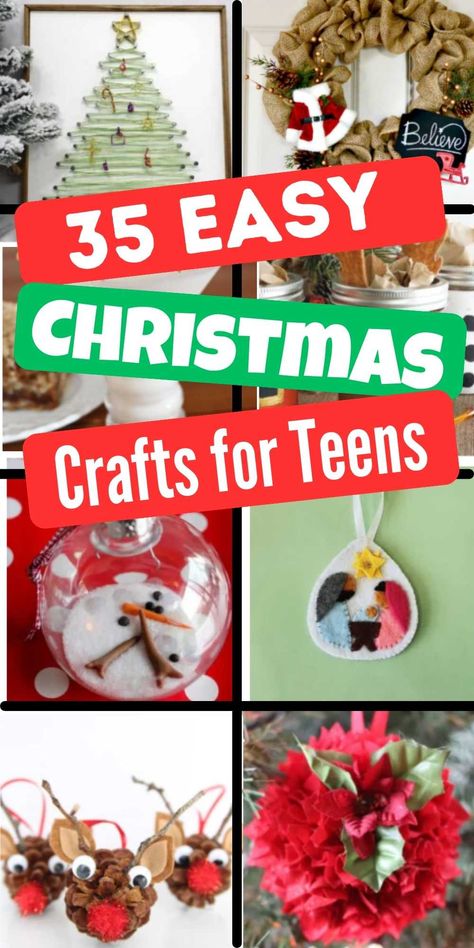 Christmas Crafts for Teens - 35 Festive and Easy Crafts Easy Christmas Crafts Gifts, Easy Handmade Ornaments Christmas, Christmas Crafts For 4th Grade, Christmas Crafts For Fifth Graders, Christmas Crafts For 8 Yr Girl, Christmas Crafts Ages 8-12, Christmas Crafts For Students In School, Christmas Party Ornament Making, Christmas Crafts For Kids 10-12