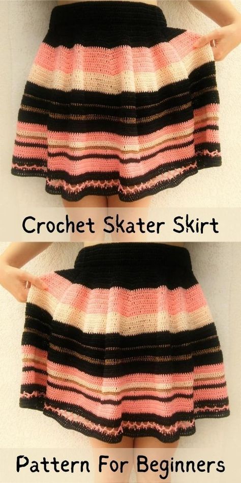 Crochet Skater Skirt, Skater Skirt Pattern, Skirt Pattern Free, Crochet Dress Pattern Free, Skirt Aesthetic, Crochet Skirt Pattern, Crochet Bottoms, شال كروشيه, Sweater Ideas