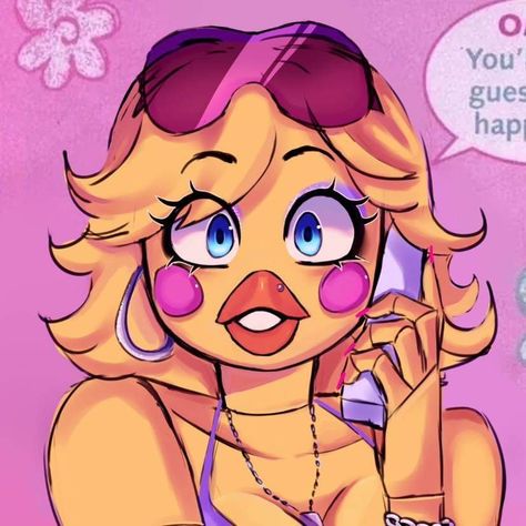 Toy Chica And Glamrock Chica, Chica Drawings Fnaf, Fnaf Toy Chica Fanart, Chica Fnaf Pfp, Chica Drawing Fnaf, Chica Art Fnaf, Funtime Chica Fanart, Chica Fnaf Art, Fnaf Chica Fanart