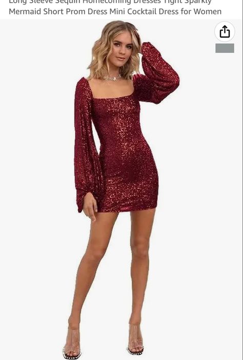 Homecoming Dresses For Teens, Long Sleeve Sequin, Short Prom, Dresses For Teens, Dress For Women, Square Neck, Homecoming Dresses, Homecoming, Sequin