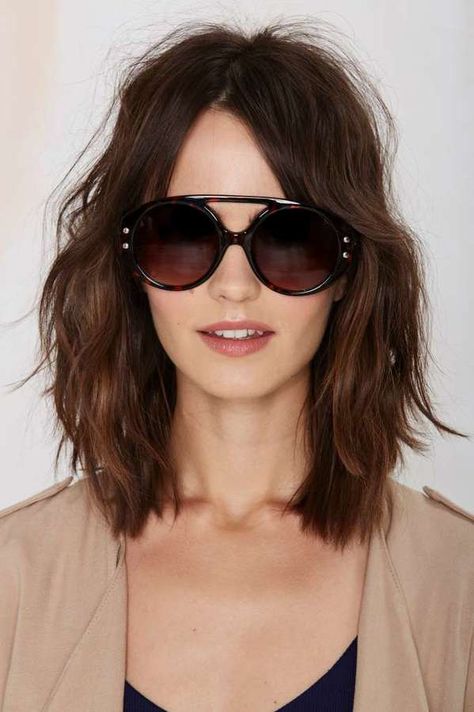 Face Framing Shag, Chunky Layers, Brown Aviator Sunglasses, Shag Cut, Gal Got, Round Lens Sunglasses, Stylish Women Fashion, Colour Ideas, Shop Accessories