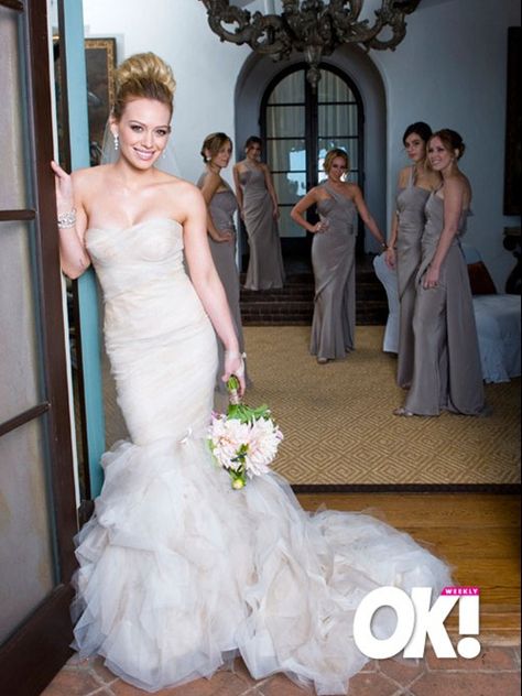 Hilary Duff Wedding Dress, Hillary Duff Wedding, 2010 Wedding, Hair Bridesmaids, Celebrity Bride, Vera Wang Wedding, Celebrity Wedding Dresses, Wedding Dresses Vera Wang, Vera Wang Dress