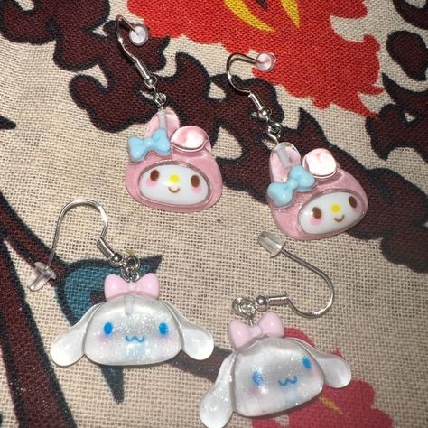 Handmade Sanrio earrings bundle Sanrio Earrings, My Melody And Cinnamoroll, Melody And Cinnamoroll, Sanrio Jewelry, Sanrio Pompompurin, Hello Kitty Earrings, Sanrio Accessories, Xmas List, Wrist Jewelry