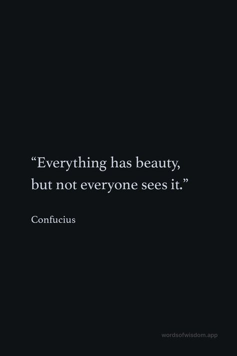 Everyone Has Beauty But Not Everyone Sees It, Everything Has Beauty But Not Everyone, Quotes By Confucius, Confucius Quotes Wisdom, Confucius Quotes Funny, Curious Quotes, Masculine Quotes, Godfather Quotes, Confucius Quotes