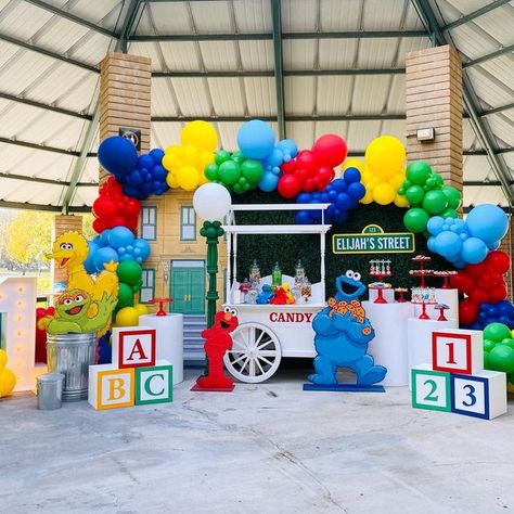 Sesame Street Birthday Party Ideas Food, Seaseme Street Birthday Party, Sesame Street Birthday Party Ideas Boy, Elmo Birthday Party Boy, Sesame Street Birthday Cakes, Elmo First Birthday, Baby First Birthday Themes, 2nd Birthday Boys, Elmo Birthday Party