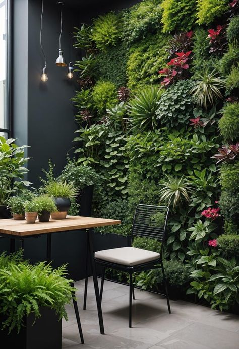 Small Cozy Garden Ideas, Tiny Backyard Ideas Small Spaces Patio, Vertical Garden Patio, Secret Garden Ideas Diy Small Spaces, Small Courtyard Ideas Garden Nook, Modern Garden Inspiration, Modern Minimalist Garden, Vertikal Garden, Urban Garden Design