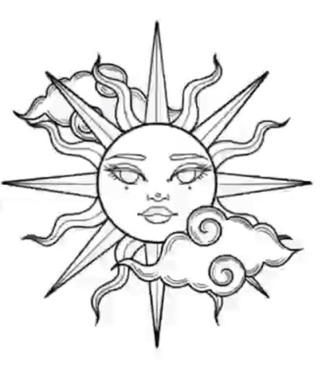 Starting Tattoo, Sun Drawing Simple, Hippy Sketches, Moon Stars Art, Cupid Tattoo, Moth Tattoo Design, Sun Drawing, Disney Canvas Art, Sun And Moon Drawings