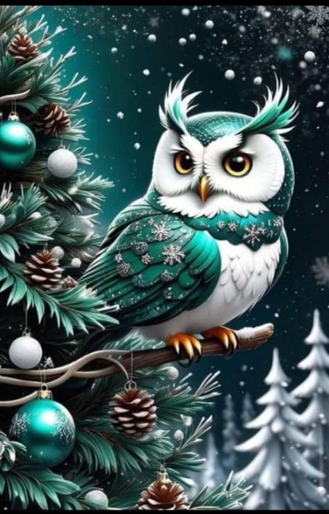 Owl Background, Cute Owls Wallpaper, Owl Artwork, Owl Images, Merry Christmas Pictures, Owl Wallpaper, Colorful Owls, Owl Pictures, Gems Art