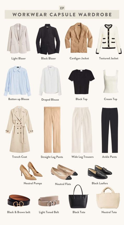 workwear capsule wardrobe // petite friendly pieces to add to your closet for an easy office capsule wardrobe Business Smart Capsule Wardrobe, Casual Work Outfit Summer Office Wear Capsule Wardrobe, Casual Dress Hijab, Casual Work Wardrobe, Work Wear Capsule, Spring Work Wardrobe, Office Capsule Wardrobe, Capsule Fashion, Workwear Capsule Wardrobe