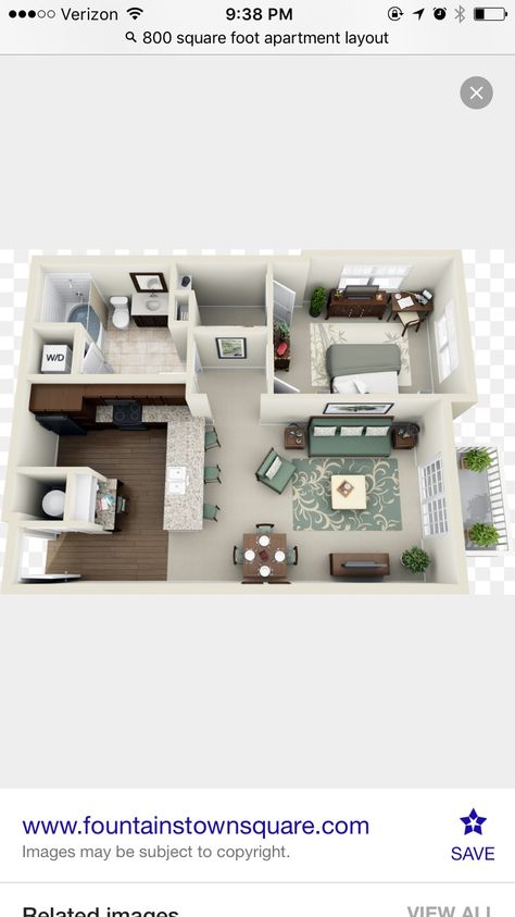 Floorplan 800 Sq Ft Apartment, 800 Sq Ft House, One Bedroom House Plans, One Bedroom House, 3d House Plans, Apartment Floor Plan, Apartment Floor Plans, Casas The Sims 4, Apartment Layout