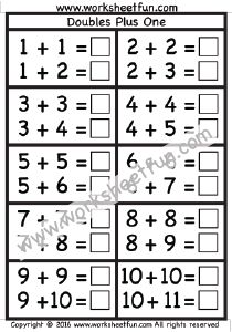 Doubles Plus One – 1 Worksheet / FREE Printable Worksheets – Worksheetfun Kg2 Activities, Doubles Plus One, Kindergarten Subtraction, Math Doubles, Math Fact Worksheets, Fact Practice, Subtraction Kindergarten, Math Practice Worksheets, First Grade Math Worksheets