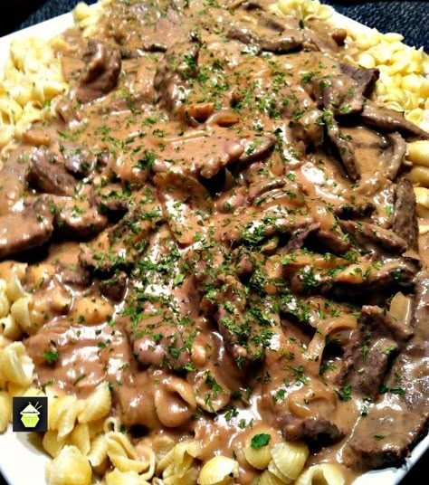 Beef Stroganoff. Quick and Easy dinner with a great sauce! | Lovefoodies.com Beef Stroganoff Crockpot, Beef Stroganoff Recipe, Beef Stroganoff Easy, Slow Cooker Beef Stroganoff, Stroganoff Recipe, Where's The Beef, Beef Stroganoff, Beef Dinner, Slow Cooker Beef