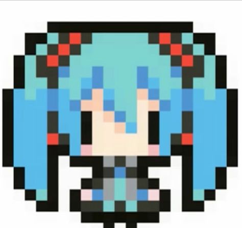 Miku Bead Patterns, Hatsune Miku Perler Beads Pattern, Hatsune Miku Pixel Art Grid, Miku Pixel Art Grid, 8bit Characters Pixel Art, Hatsune Miku Drawing Easy, Miku Perler Bead Patterns, Miku Drawing Easy, Hatsune Miku Perler Beads