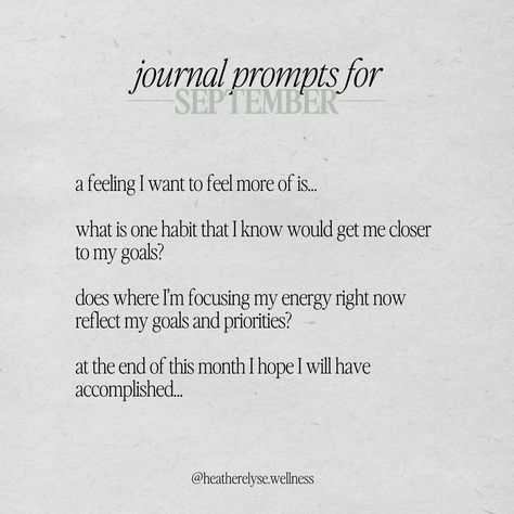 Happy September! 🤎 Grab your journals and a cozy beverage and set some intentions for the month ahead. 🕊️ Can hardly believe it’s September already, but I’m more than ready for some crunchy leaves, sweater weather, and coziness of the fall season. What are you looking forward to this month? . . . #journalprompts #intentionalliving #balancedlifestyle Crunchy Leaves, Happy September, Balanced Lifestyle, Intentional Living, Journal Prompts, Looking Forward, Sweater Weather, Fall Season, The Fall