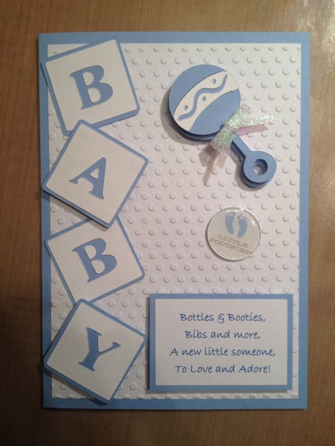 Cards by Brenda..... Made to order. Baby cards. Cricut Diy Baby Cards Ideas, Baby Cards Handmade Boy, Baby Shower Cards Diy, Handmade New Baby Cards, Stampin Up Baby Boy Cards, New Baby Boy Cards Handmade, Homemade Baby Shower Invitations, New Baby Boy Cards, New Baby Cricut Cards