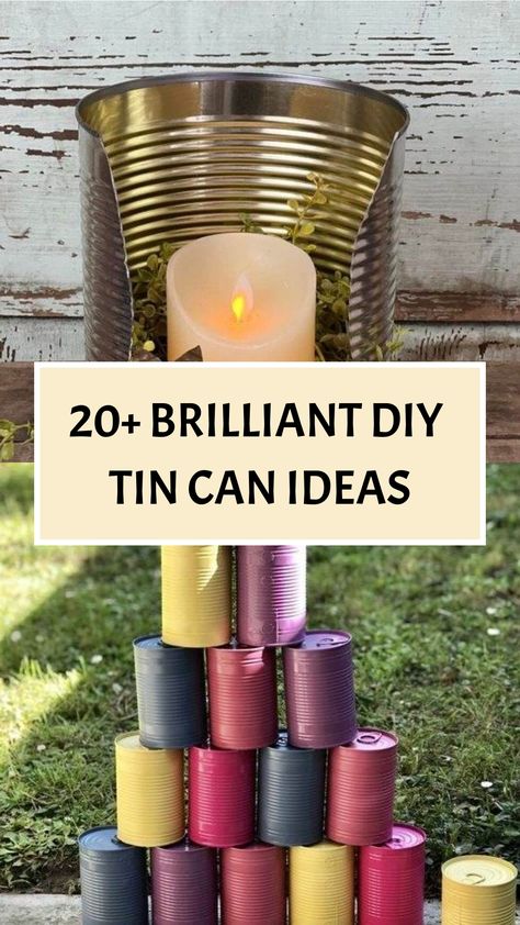 Explore your creativity with these innovative DIY tin can projects to repurpose and reuse! Discover unique ways to transform tin cans into practical organizers, charming lanterns, and lovely planters. Embrace sustainability by reducing waste and crafting functional items that also add a touch of style to your space. Start your upcycling journey today with these inspiring ideas for turning ordinary objects into extraordinary creations. Diy Tin Cans Ideas, Diy Aluminum Can Crafts, Tin Can People, Tin Can Wind Chimes Diy, Tin Can Candle Holders, Crafts With Cans, Tin Cans Ideas, Oddity Crafts, Tin Can Crafts Diy