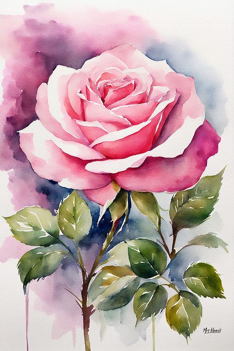 Roses In Watercolor, Watercolour Flowers Painting, Journaling Photos, Pink Rose Watercolor, Shrunken Heads, Watercolour Botanical, Detailed Watercolor, Teaching Watercolor, Watercolor Paintings Of Animals