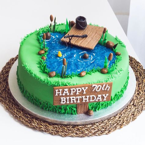 Angler Torte, Water Cake, Happy 70 Birthday, Cake Decor, 70th Birthday, Cake Decorating, Birthday Cake, Pastel, Cake