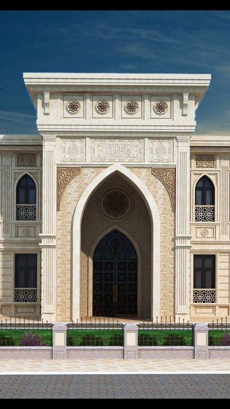 Mosque Design Islamic Architecture, Mosque Design, Entrance Gates Design, Classic House Design, Mosque Architecture, Architecture Design Drawing, Architectural House Plans, Entrance Design, Facade Architecture