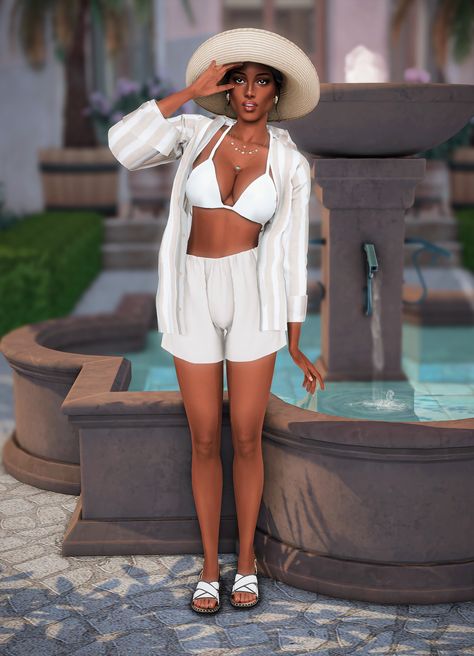 (45) #ts4 lookbook – @simsimulation on Tumblr Sims 4 Hot Weather Outfits, Sims 4 Cc Hot Weather Clothes, Sims Fits, Sims4 Outfits, Ts4 Lookbook, Hot Weather Outfits, Clothes Cc, 4 Characters, Tumblr Sims 4