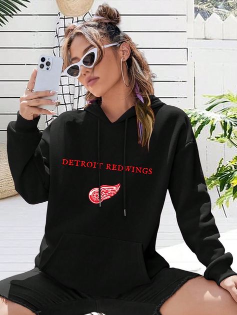 Detroit Red Wings Hockey Big Size Women Hoodie Sweatwomen Hoodies For Men Women (Michigan Ice Hockey) Black Casual  Long Sleeve Knitted Fabric Cartoon,Colorblock,Letter,Fruit&Vegetable,Slogan Pullovers Medium Stretch Fall/Winter Women Clothing, size features are:Bust: ,Length: ,Sleeve Length: Detroit Red Wings Hockey, Red Wings Hockey, Detroit Red Wings, Hoodies For Men, Red Wings, Ice Hockey, Long Sleeve Knit, Winter Women, Black Casual