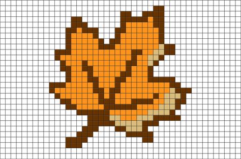 Autumn Leaf Pixel Art from BrikBook.com #AutumnLeaf #fall #leaf #autumncolours #autumnfoliage #pixel #pixelart #8bit Shop more designs at http://www.brikbook.com Pixel Art Without Black Color, Maple Leaf Pixel Art, Thanksgiving Pixel Art, Two Color Pixel Art, Leaves Pixel Art, Matching Pixel Art, Brown Pixel Art, Pixel Art Orange, Pixel Leaf