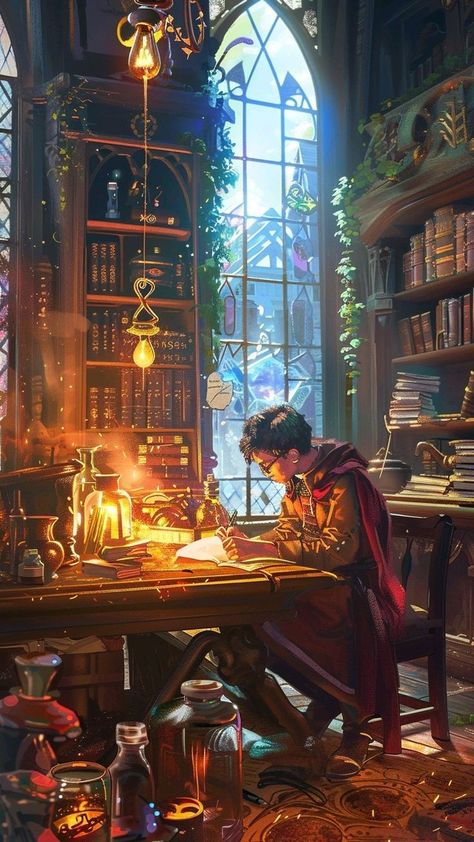 Magic Study Room, Wizard Study Room, Witch Study Room, Study Room Illustration, Shelf Diorama, Fantasy Alchemist, Engineer Illustration, Wizard Study, Fantasy Study