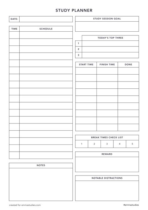 Study Templates Student, Daily Study Planner Ideas, Daily Study Planner Printable, Student Daily Planner Template, Daily Study Planner Template, Ipad Journal Template, Studying Planner, Study Notes Template, Daily Study Planner