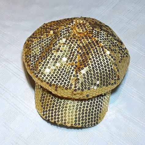 Sequin Mens/Womens Retro Disco Novelty Bling Hat Fashion Diva Gold Sparkle Cap Mens Cosplay, Disco Rave, Bling Hat, Throwback Party, Disco Diva, Holographic Gold, Retro Disco, Gold Hats, Fashion Diva