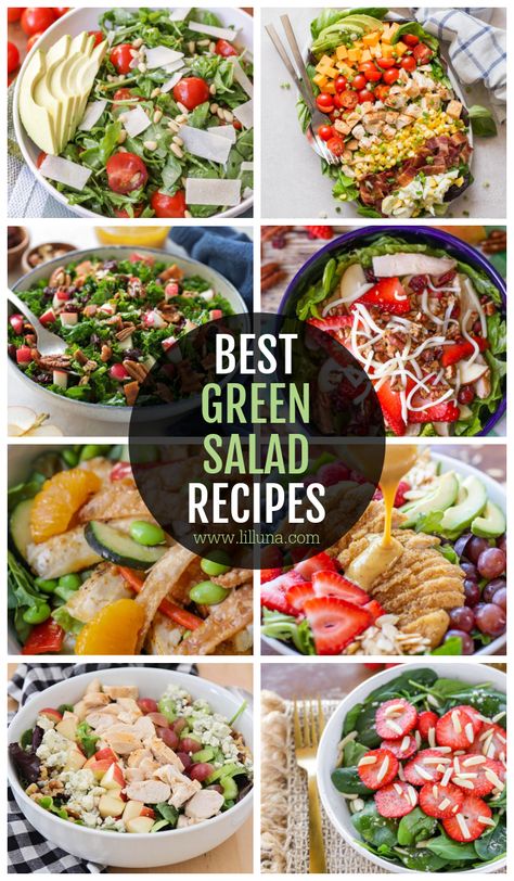 Green salad recipes are for any occasion. They can be filled with a variety of protein and topped with any flavor dressing you can imagine! #greensalads #saladrecipes #salads Leafy Green Salad Recipes, Best Green Salad Recipes, Best Green Salad, Easy Green Salad Recipes, Savory Potato Salad, Southwest Salad Recipe, Main Dish Salad Recipes, Salad Recipes For Parties, Lettuce Salad Recipes