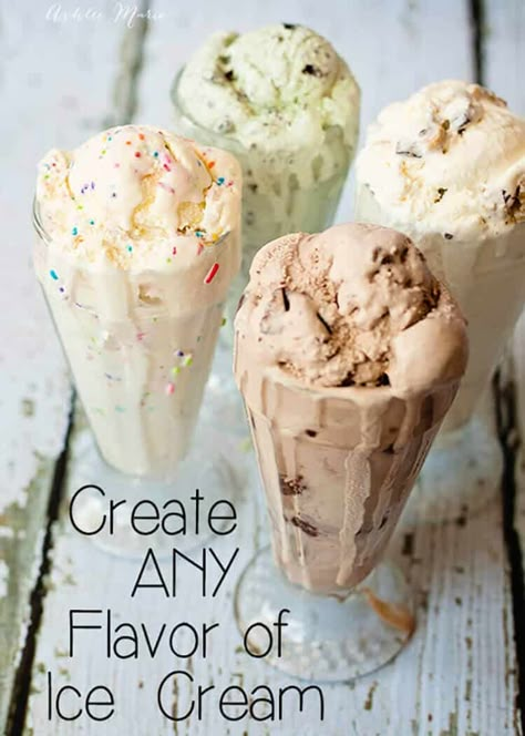 No Egg Ice Cream Recipe, Kitchen Aid Ice Cream, Homemade Ice Cream Recipes Machine, Strawberry Ice Cream Recipe, Easy Homemade Ice Cream, Ice Cream Recipes Machine, Cuisinart Ice Cream, Easy Ice Cream Recipe, Ice Cream Sundaes