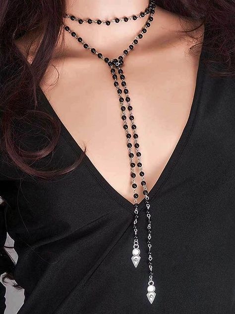 Black Layered Wrap Around Necklaces Bead Necklace Adjustable Beach Chain Jewerly for Women and Girls Long Choker Necklace, Gothic Choker Necklace, Wrap Choker Necklace, White Beaded Necklaces, Layered Choker Necklace, Pearl Necklace Vintage, Black Choker Necklace, Long Pearl Necklaces, Vintage Choker