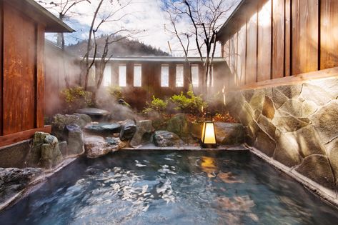 Private Onsen, room with a Rotenburo / 6 different types of bath in Ryokan Backyard Onsen, Private Onsen, Japanese Bath House, Japanese Spa, Onsen Bath, Onsen Ryokan, Onsen Japan, Backyard Structures, Japanese Onsen