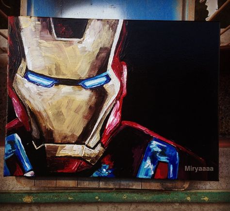 Marvel Oil Painting, Iron Man Acrylic Painting, Avengers Acrylic Painting, Superheroes Painting, Avengers Painting Ideas, Marvel Acrylic Painting, Iron Man Art Paint, Marvel Painting Ideas On Canvas, Ironman Painting