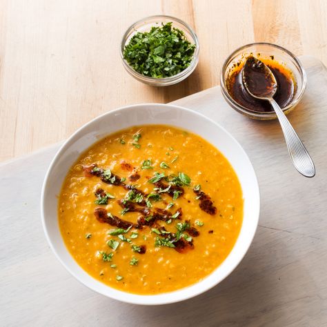 Pantry staples and a familiar kitchen tool are the keys to a smooth, flavorful soup. Cooks Illustrated Recipes, African Spices, Infused Butter, Spiced Butter, Soup Beans, Comforting Soup, African Cooking, Red Lentils, America's Test Kitchen Recipes