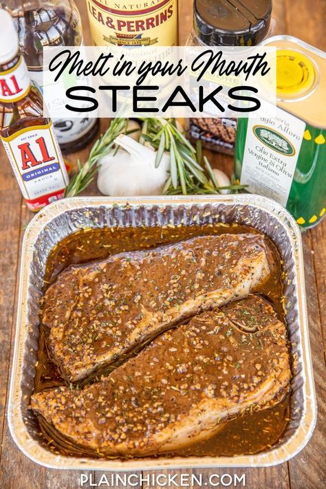 My Strip Steak Marinade, Steak N Shake Recipes, Porthouse Steak Recipe, Copycat Steak Recipes, Pork Steak Marinade Recipes, Chuckeye Steak Recipes, Worchester Sauce Steak Marinade, Marinade For Filet Mignon Steaks, Steak Marinade Recipes Easy