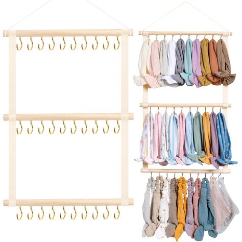 PRICES MAY VARY. 【Large storage capacity】 (without headband): The size of the headband organizer is 20*14 inches. There are 3 rows of bow headband storage areas, each row has 10 S-shaped hooks that can be slid, a total of 30 hooks. Each hook can complete up to 2 headband holder, and the headband organizer can hold up to 80 stylish headbands. Organize all your headband hair accessories in a easy place! 【TIME SAVE】Baby headband organizer allows headbands to be displayed and stored centrally. You n Hair Accessories Organizer, Closet Storage Accessories, Hair Accessories Display, Headband Storage, Hair Product Storage, Decor For Nursery, Hair Bow Organizer, Headband Organizer, Hair Accessories Storage