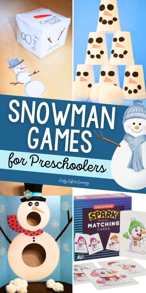 If it's too chilly outside to have some fun and learning activity, these snowman games for preschoolers are the perfect balance of having fun and learning something! These games about snowman helps improve your child's counting skills, coordination, balance and teamwork while having a blast even indoors! Snowball Games, Winter Party Games, Snowman Games, Games For Preschoolers, School Holiday Party, Snowmen Activities, Snow Party, Christmas Books For Kids, Winter Activities For Kids