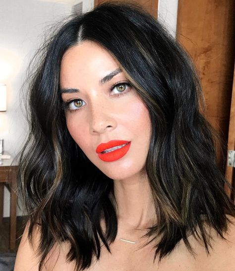 9 Fall Hair Color Trends You'll Love for 2017 | Glamour Orange Lipstick, Fall Hair Color Trends, Colour Trends, Lob Haircut, Olivia Munn, Popular Haircuts, Trendy Hair Color, Long Black Hair, Fall Hair Color