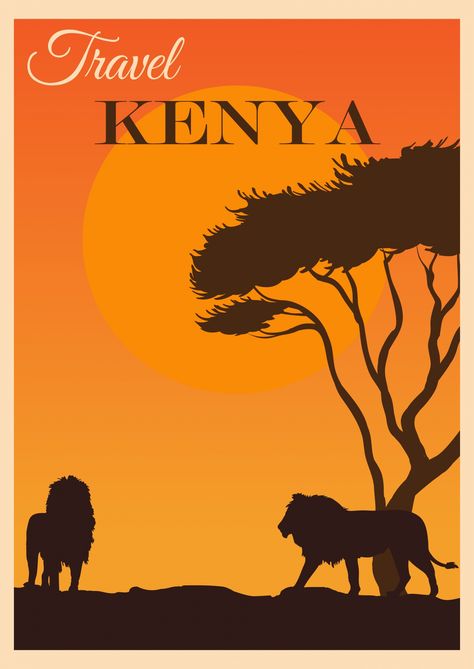 Kenya, Africa Travel Poster Free Stock Photo - Public Domain Pictures Africa Poster, Tanzania Africa, Acacia Tree, Free Printable Wall Art, Africa Travel, View Image, Photo Posters, Travel Poster, Tanzania