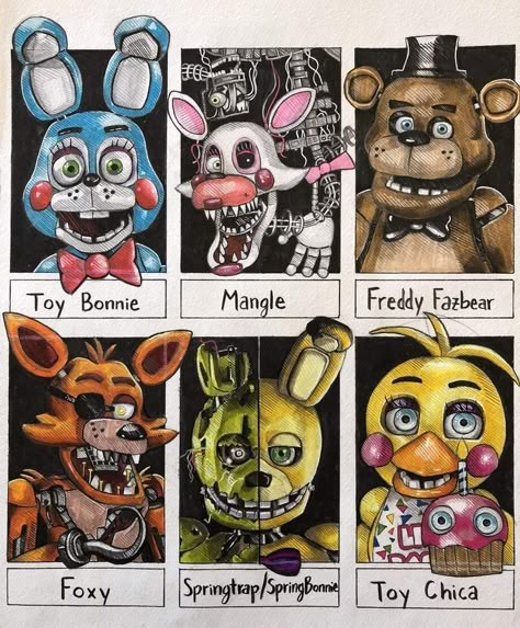 Six Fanarts, Fnaf Photos, Cracked Wallpaper, Scary Drawings, Banana Art, Posca Art, Creative Drawing Prompts, Fnaf Characters, Sketchbook Pages