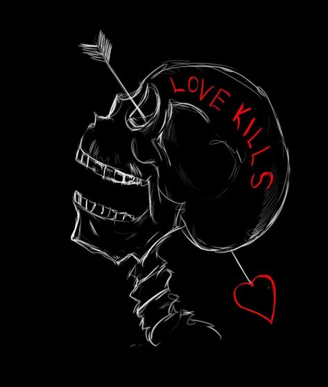 Love Kills Tattoo, Spooky Sketches, Connection Tattoo, Skeleton Artwork, Skull Quote, Hoodie Png, Love Kills, Meaningful Drawings, Dark Art Tattoo