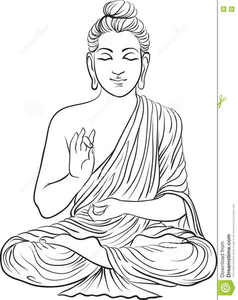 Drawing of a Buddha statue stock vector. Illustration of buddhismus - 82217153 Buddha Drawing, Pencil Sketch Portrait, Buddha Art Painting, Person Drawing, Lord Buddha, Buddha Painting, Art Sketches Pencil, Laughing Buddha, Pencil Sketches