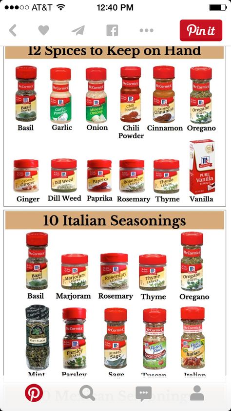 Must Have Spices, Kitchen Essentials List, List Of Spices, Spice Mix Recipes, Kitchen Necessities, Homemade Spices, Kitchen Spices, Cooking Basics, Spices And Seasonings