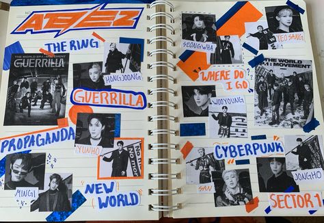 Ateez Journal Ideas, Cyberpunk Journal, Ateez Journal, Binder Deco, Kpop Journaling, Kpop Binder, Journal Idea, Kpop Journal, Bullet Journal Themes