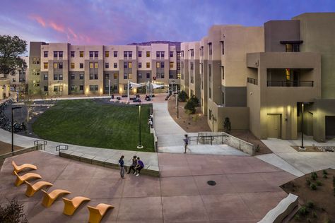 The University of New Mexico's Casas del Rio student housing facility in Albuquerque. Southwest Region, University Of New Mexico, New Mexico Usa, Student House, Albuquerque New Mexico, Plaza Hotel, College Campus, Urban Legends, Haunted Places