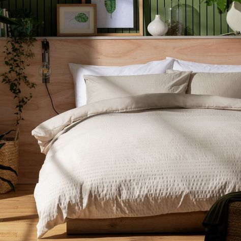 Buy Habitat Seersucker Plain Taupe Bedding Set - Kingsize | Duvet covers and sets | Habitat Neutral Bed Set, Taupe Bedding Sets, Neutral Bedding Sets, Seersucker Bedding, London Room, Taupe Bedding, Beige Duvet, Lush Plants, Safari Theme Nursery