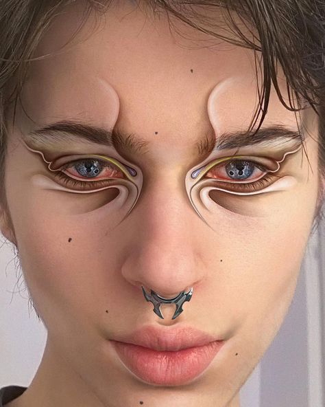 Digital Makeup, Dazed Beauty, Futuristic Makeup, Funky Makeup, James Smith, Halloween Makeup Inspiration, Ethereal Makeup, Male Makeup, Edgy Makeup