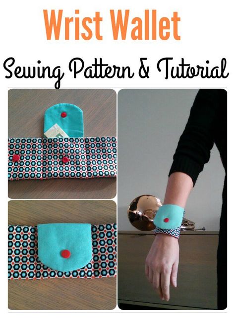 Wrist Wallet Free Sewing Pattern and Tutorial Diy Wrist Wallet, Manset Lengan, Wallet Sewing Pattern, Sew Wallet, Wallet Tutorial, Wrist Wallet, Sew Ins, Costura Diy, Small Sewing Projects