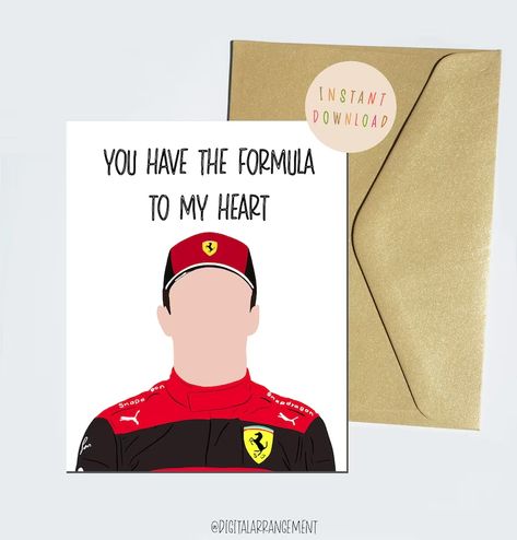 Charles Leclerc F1 Card Funny Formula 1 Greeting Cards F1 - Etsy Formula One Gift Ideas, Formula 1 Gifts For Boyfriend, Car Related Gifts For Boyfriend, F1 Valentine Cards, Charles Leclerc Illustration, Formula 1 Birthday Cards, F1 Gifts For Boyfriend, Formula One Gifts, F1 Birthday Cards